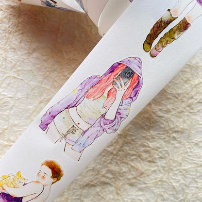 Whole Roll 5cm*10m Little purple Die Cutting Washi/PET/Fog PET Tape for journaling, scrapbooking and collage