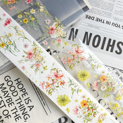 Whole Roll 6cm*5m Bouquet Of Spring Die Cutting Washi/PET Tape featuring spring designs for journaling, scrapbooking and collage