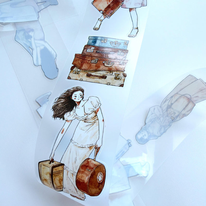 4.5cm*333cm Set Off On Journey Die Cutting Washi/PET/Fog PET Tape for journaling, scrapbooking and collage