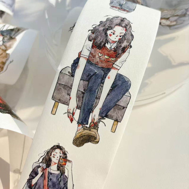 5.5cm*333cm Slow paced narrative Die Cutting Washi/PET/Fog PET Tape for journaling, scrapbooking and collage