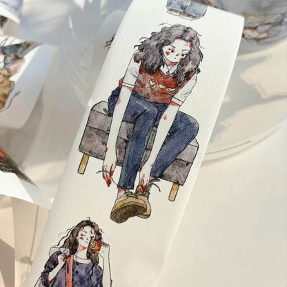 5.5cm*333cm Slow paced narrative Die Cutting Washi/PET/Fog PET Tape for journaling, scrapbooking and collage