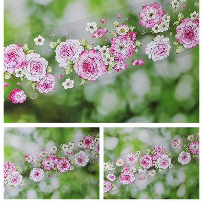 Whole Roll 6cm*5m Pink White Flower Time Shell Light PET Tape