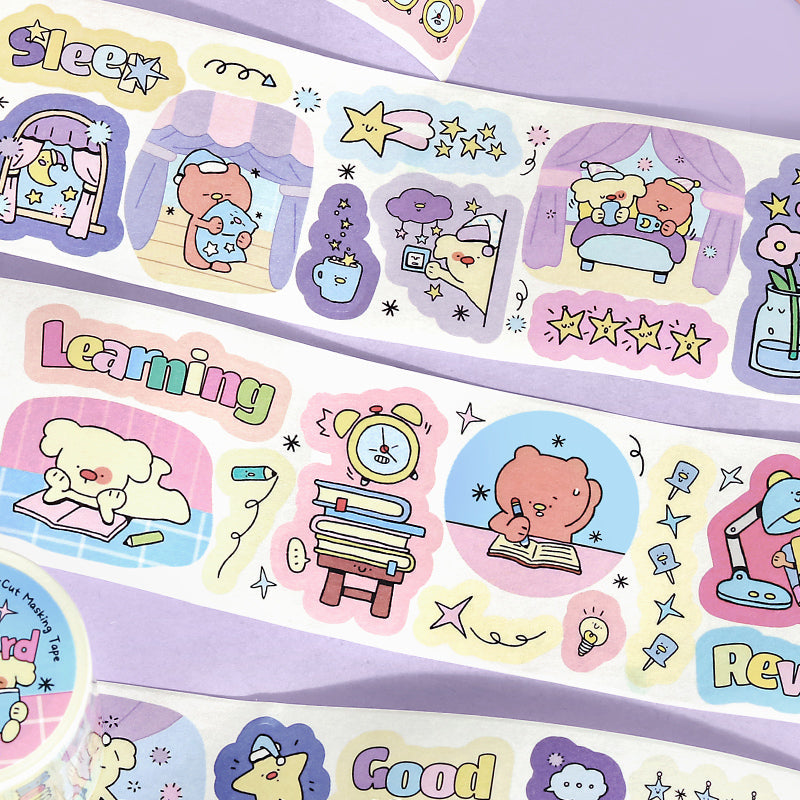 Dun Dun Street Daily Series Die Cutting Washi Tape featuring street, and tree designs for journaling, scrapbooking and collage