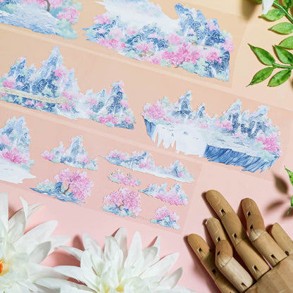 7cm*100cm Peach Blossom Realm PET Tape featuring peach designs for journaling, scrapbooking and collage