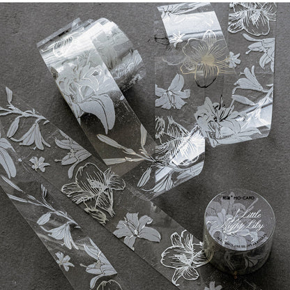 Remain Silent Series Silver Stamping PET Tape featuring silver designs for journaling, scrapbooking and collage