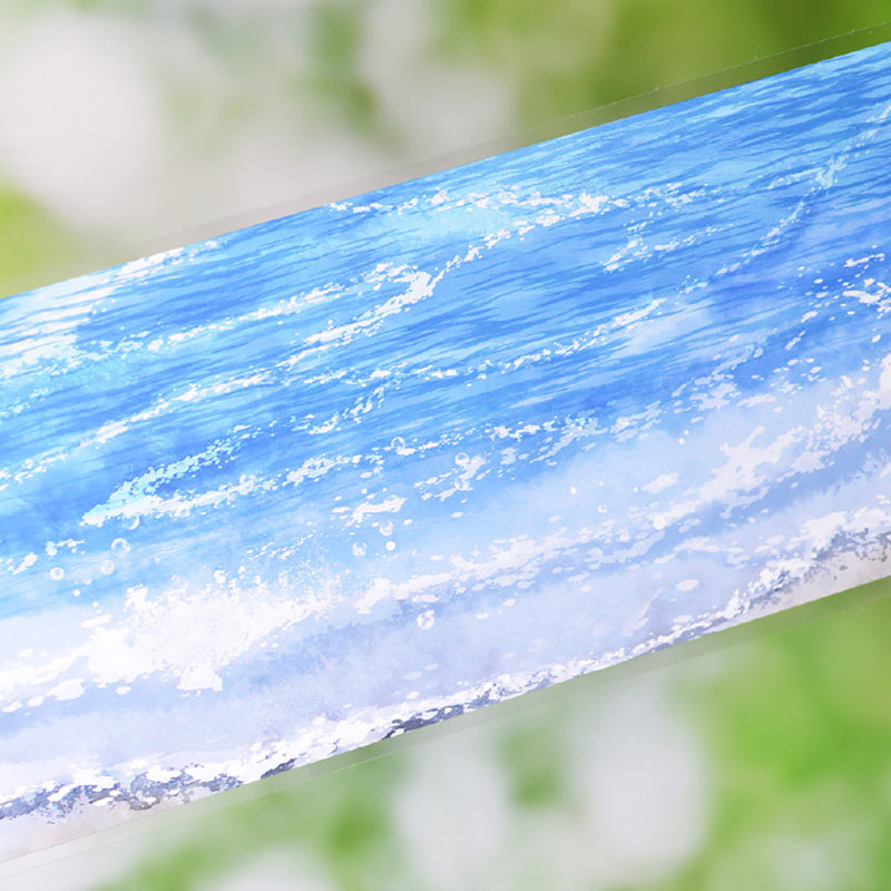 6.3cm*60cm Blue Tide White Ink PET Tape