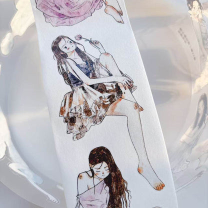 5.5cm*333cm Solitary Living Period Die Cutting Washi/PET/Fog PET Tape for journaling, scrapbooking and collage