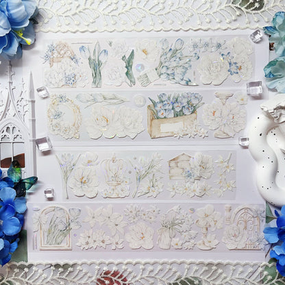 6cm*100cm Secret of Tulips Shell Light PET Tape featuring secret, and light designs for journaling, scrapbooking and collage
