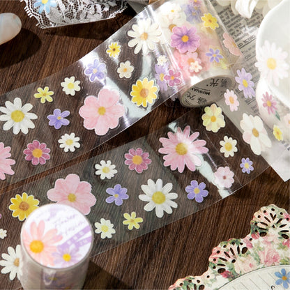 Daisy flower journal series Die Cutting PET Tape featuring flower designs for journaling, scrapbooking and collage