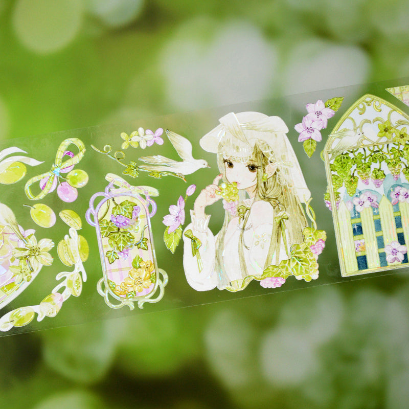 6cm*100cm Flavored Emotions Shell Light PET Tape featuring red, and light designs for journaling, scrapbooking and collage