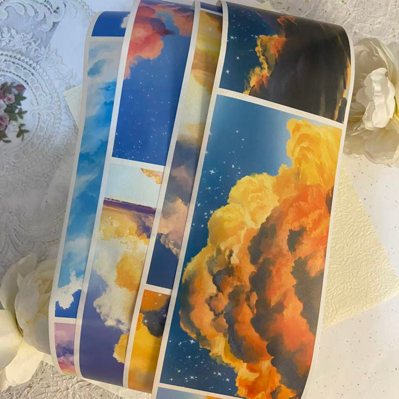 10cm*300cm The Realm of Flying Clouds Washi Tape featuring cloud designs for journaling, scrapbooking and collage