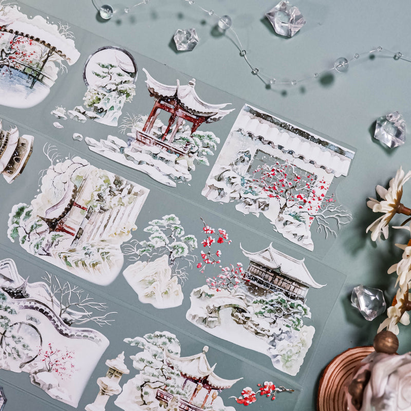 6cm*100cm Snow City PET Tape featuring snow designs for journaling, scrapbooking and collage