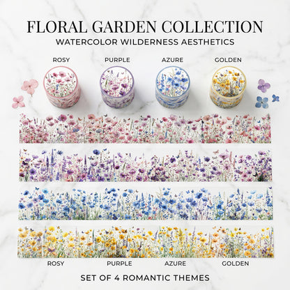 Words In The Flowers Series PET Tape featuring flower designs for journaling, scrapbooking and collage