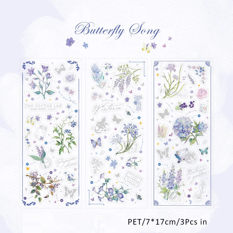 Vintage Plant Guide Sticker Set – Cottagecore Scrapbooking & Bullet Journal Sticker