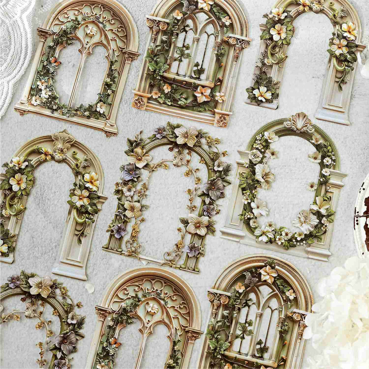 Vintage Floral Window Sticker Pack