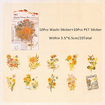 Time Floral Sticker Sheet – Vintage Aesthetic Journaling & Planner Sticker