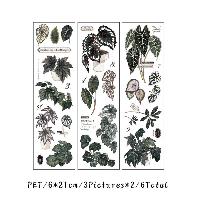 Botanical Green Plant Sticker Sheet – Aesthetic Nature Journaling & Scrapbook Sticker