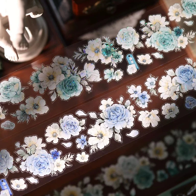 Blue & Green Flower Vintage PET & Washi Tape