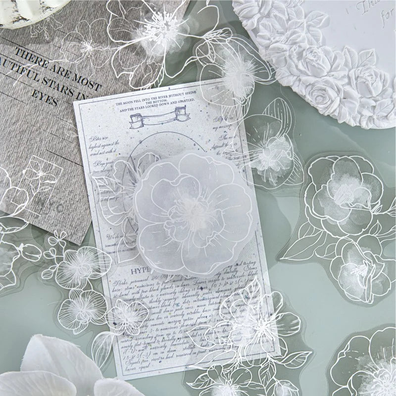 Moonlit White Garden Flower Sticker Pack