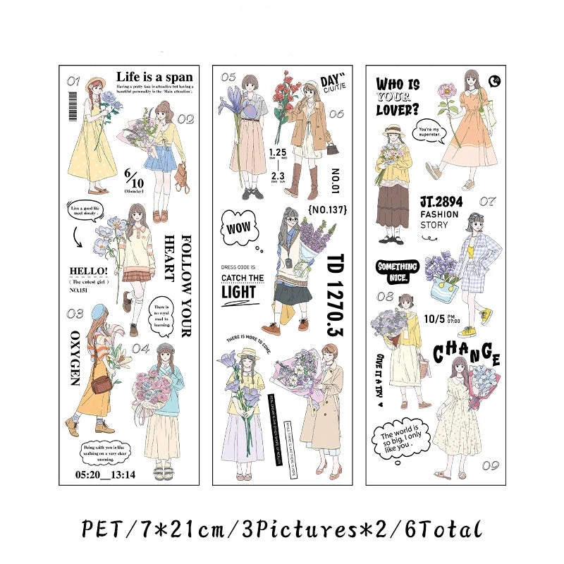 Romantic Floral Love Sticker Sheet – Aesthetic Planner & Journal Decoration Sticker