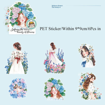 Embracing the beauty of flowers Sticker