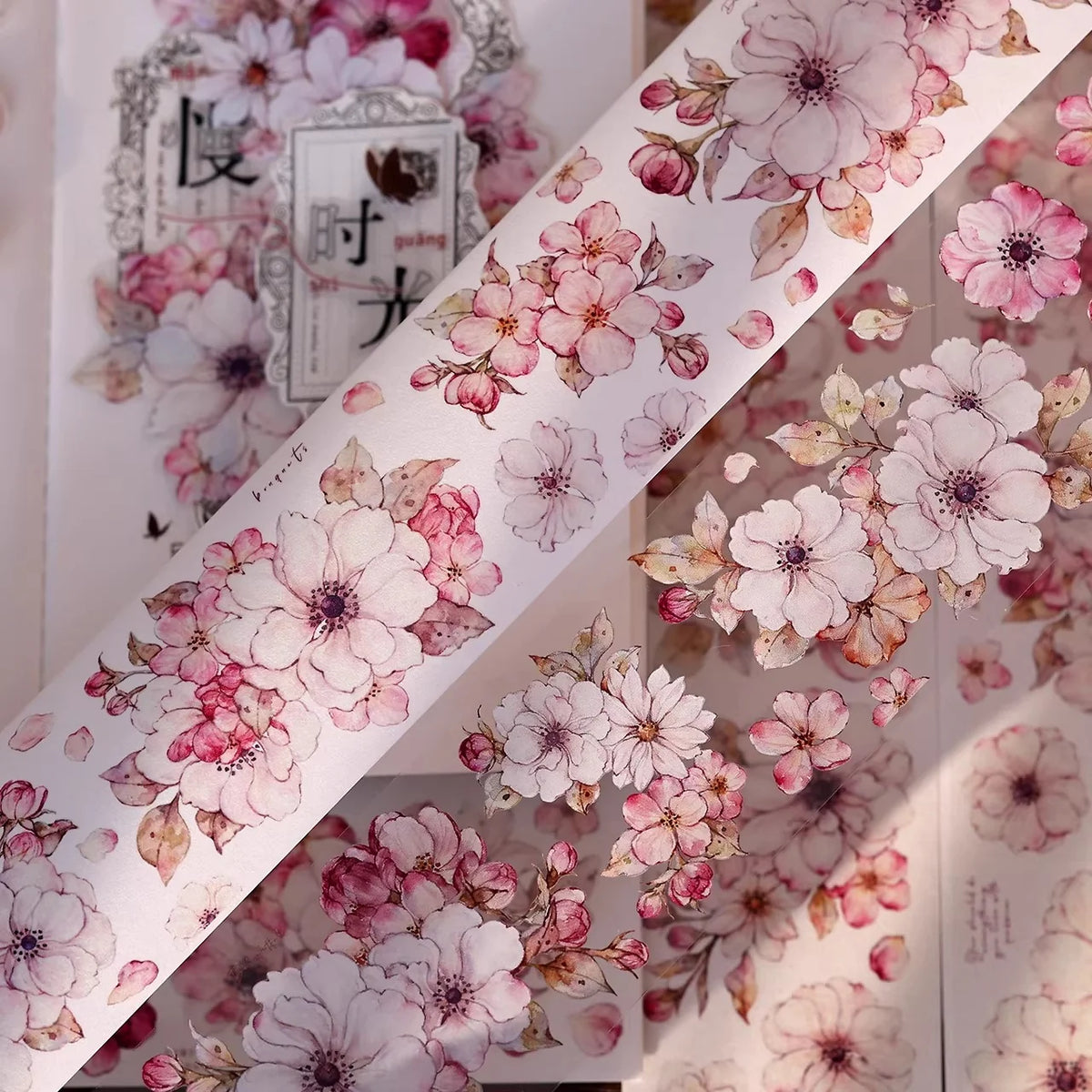 Peach Blossom Vintage Floral PET & Washi Tape