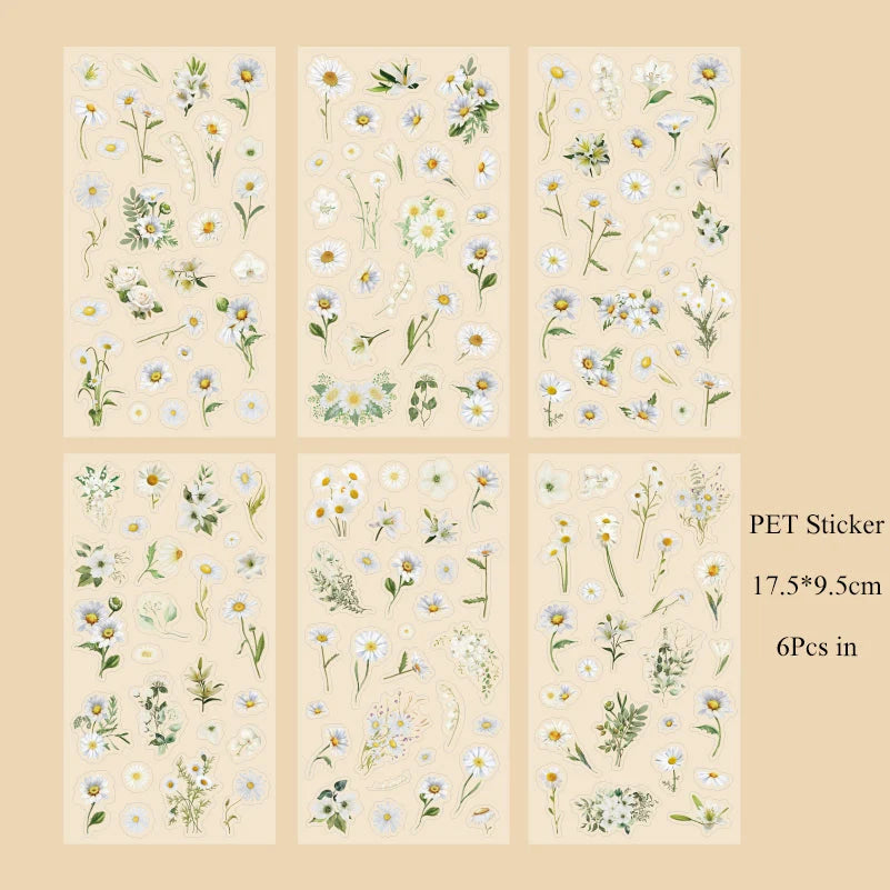 Spring Floral Shadow Sticker Sheet – Aesthetic Journaling & Scrapbook Sticker