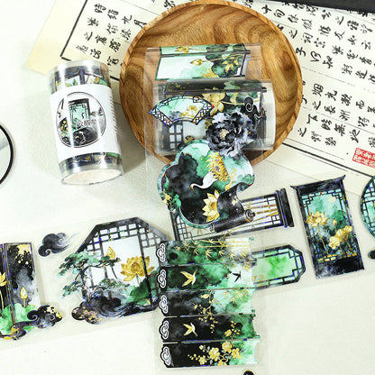 Yunqi Cuiping Shell Light PET Tape featuring light designs for journaling, scrapbooking and collage