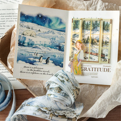Snow Country Memoirs Series PET Tape featuring snow designs for journaling, scrapbooking and collage