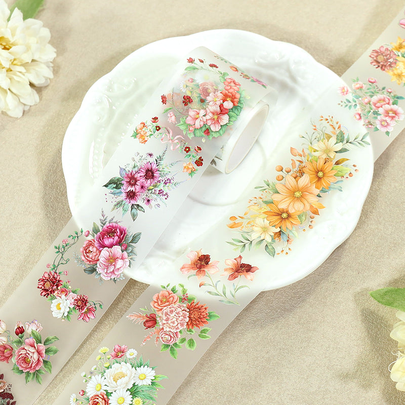 Warm Toned Floral Painting Shell Silver Fog PET Tape