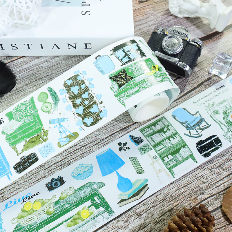 Vintage home furnishings Washi Tape featuring vintage, and home designs for journaling, scrapbooking and collage