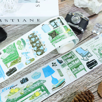 Vintage home furnishings Washi Tape featuring vintage, and home designs for journaling, scrapbooking and collage