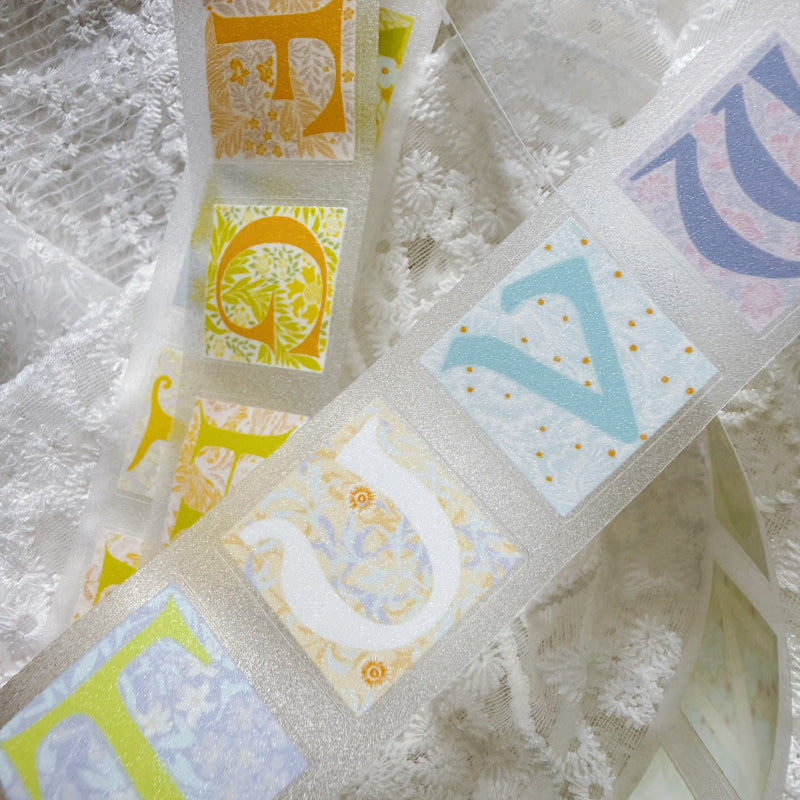 4cm*100cm Herbaceous Letters Die Cutting Washi/Fog PET/Flash Sand PET Tape