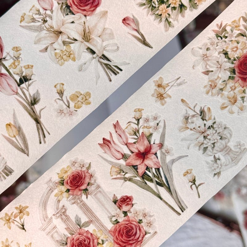 Whole Roll 6cm*6m Flower Pavilion Die Cutting Washi/PET Tape