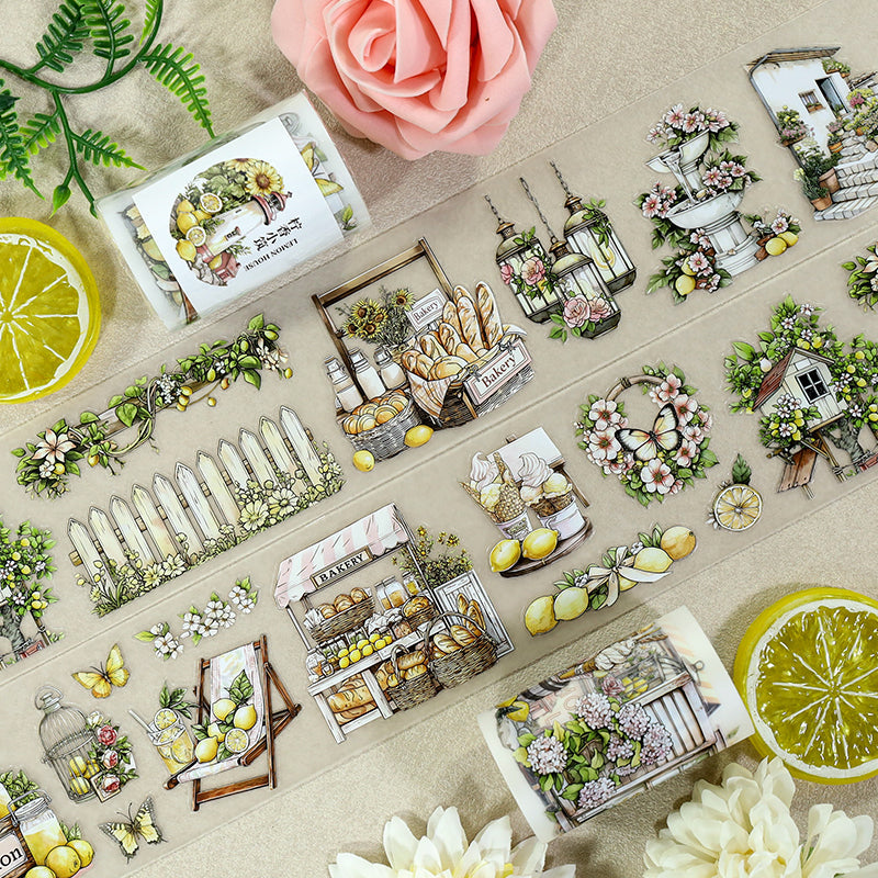 Lime Fragrant Cottage Die Cutting Fog PET Tape featuring cottage designs for journaling, scrapbooking and collage