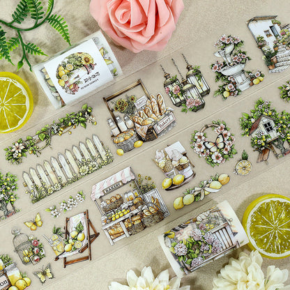 Lime Fragrant Cottage Die Cutting Fog PET Tape featuring cottage designs for journaling, scrapbooking and collage