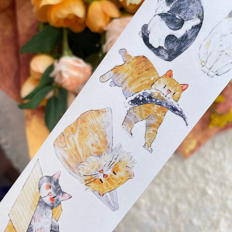 6cm*333cm Cat Home Die Cutting Washi/PET/Fog PET Tape featuring cat, and home designs for journaling, scrapbooking and collage