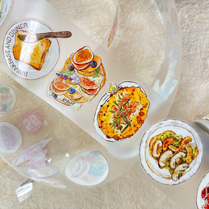 Whole Roll 5cm*10m Healing Cuisine Die Cutting Washi/PET/Fog PET Tape for journaling, scrapbooking and collage
