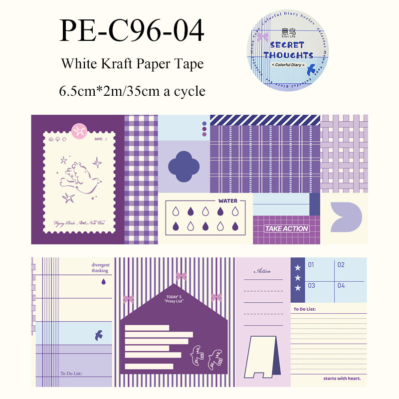 Colorful Diary Series White Kraft Paper Tape
