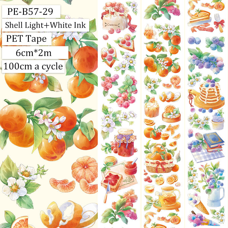 Four season berries Shell Light PET Tape featuring sea, and light designs for journaling, scrapbooking and collage