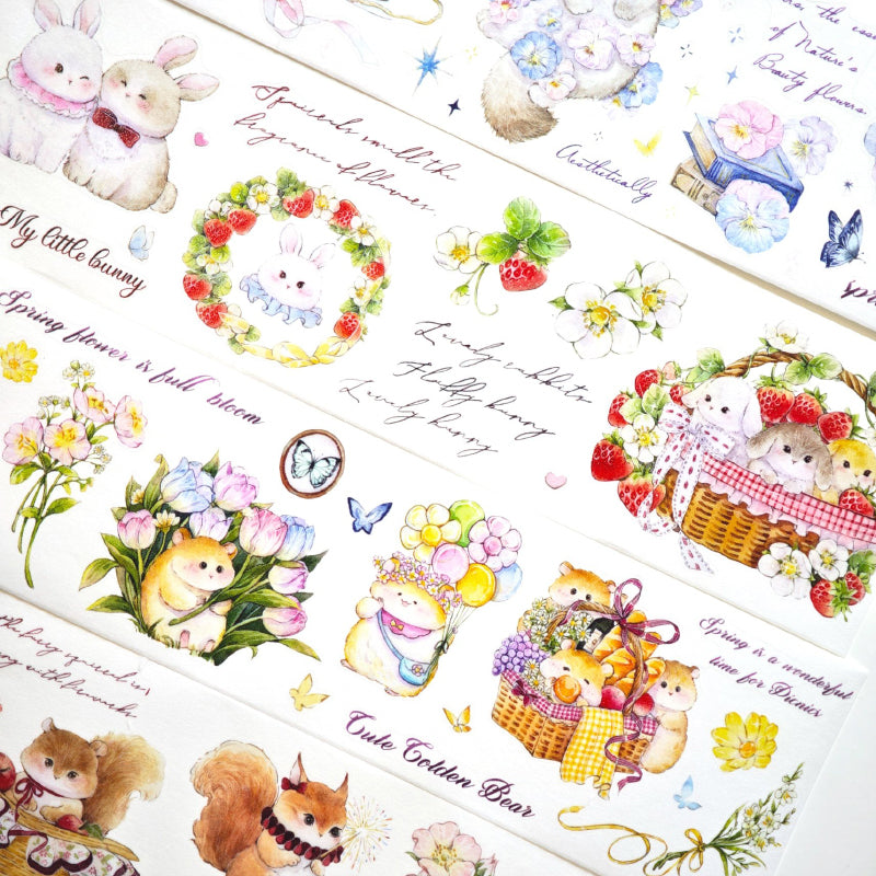 Whole Roll 6cm*5m Lovely Garden Die Cutting Washi/PET Tape featuring garden designs for journaling, scrapbooking and collage