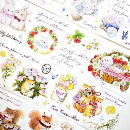 Whole Roll 6cm*5m Lovely Garden Die Cutting Washi/PET Tape featuring garden designs for journaling, scrapbooking and collage