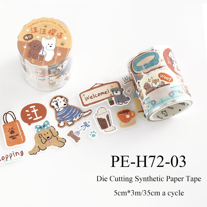 Caring Dog Series Die Cutting Synthetic Paper Tape