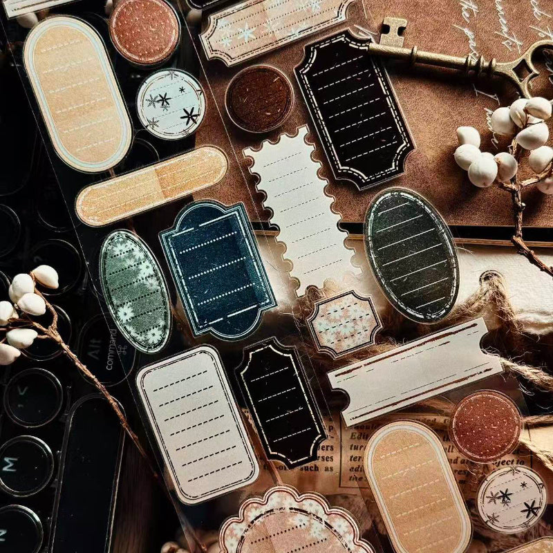 5cm*125cm Retro label Die Cutting PET Tape featuring retro designs for journaling, scrapbooking and collage