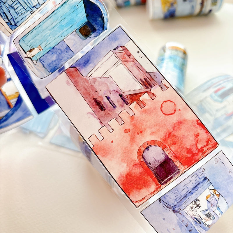 Whole Roll 7cm*5m Blue Alley Wind Die Cutting Washi/PET/Fog PET Tape