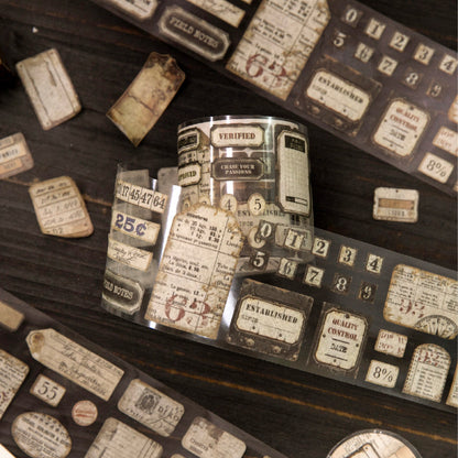Retro Markings Series Die Cutting Washi Tape featuring retro designs for journaling, scrapbooking and collage