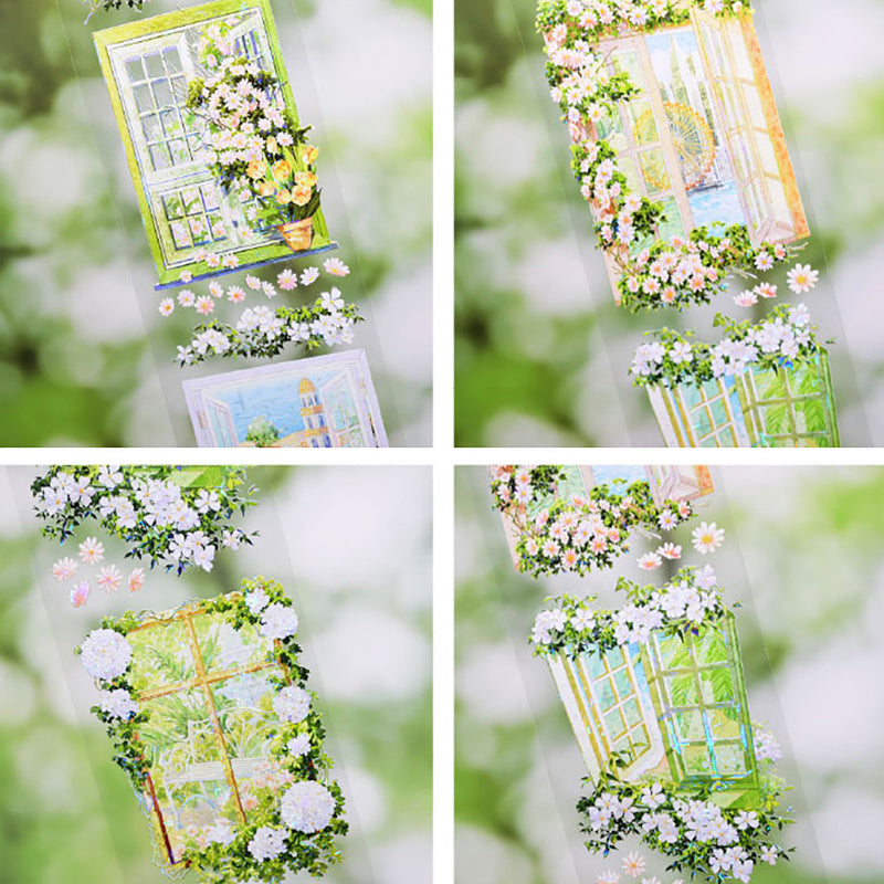 Whole Roll 6cm*5m Floral Window Shadows Shell Light PET Tape featuring floral, shadow, and light designs for journaling, scrapbooking and collage