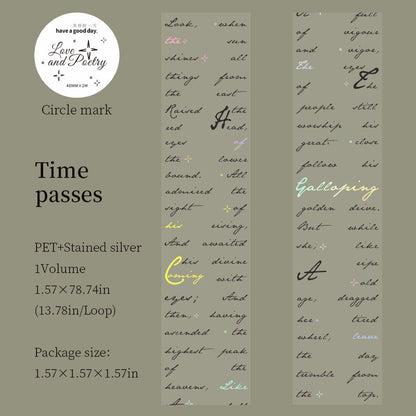 Love and Poetry Series Silver Stamping PET Tape
