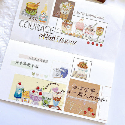 Whole Roll 5cm*5m Sweet Afternoon Die Cutting Washi/PET/Fog PET Tape featuring sweet designs for journaling, scrapbooking and collage