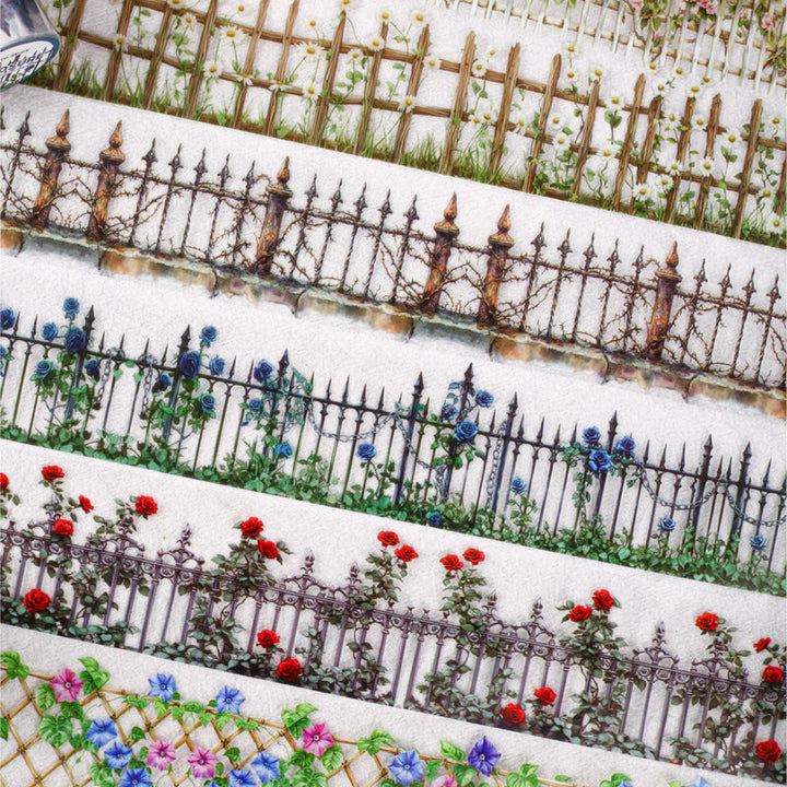 Retro fence series PET Tape featuring retro designs for journaling, scrapbooking and collage
